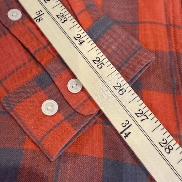 The Normal Brand Men's Button Up Shirt Orange Gray Plaid Light Cotton Medium - Picture 8 of 9